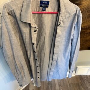 Apt. 9 Men's Light Gray Casual Button-Down Shirt